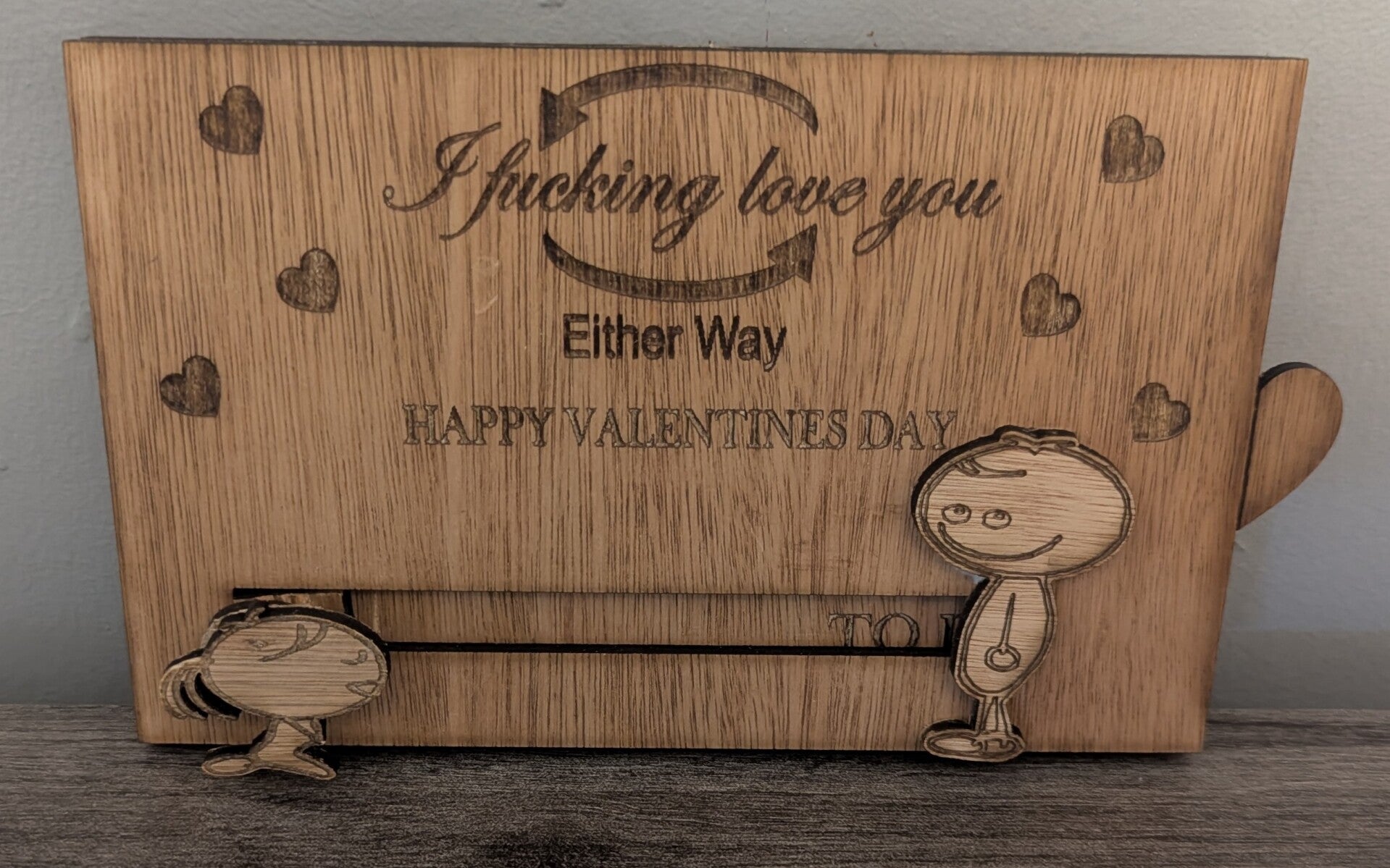 Personalised Wooden Valentine’s Slider Card