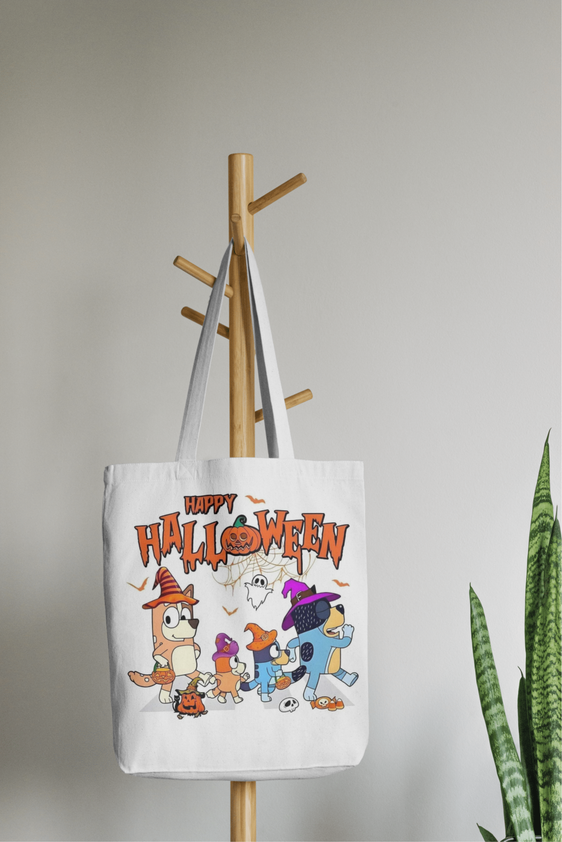 Halloween trick or teat canvas tote bag