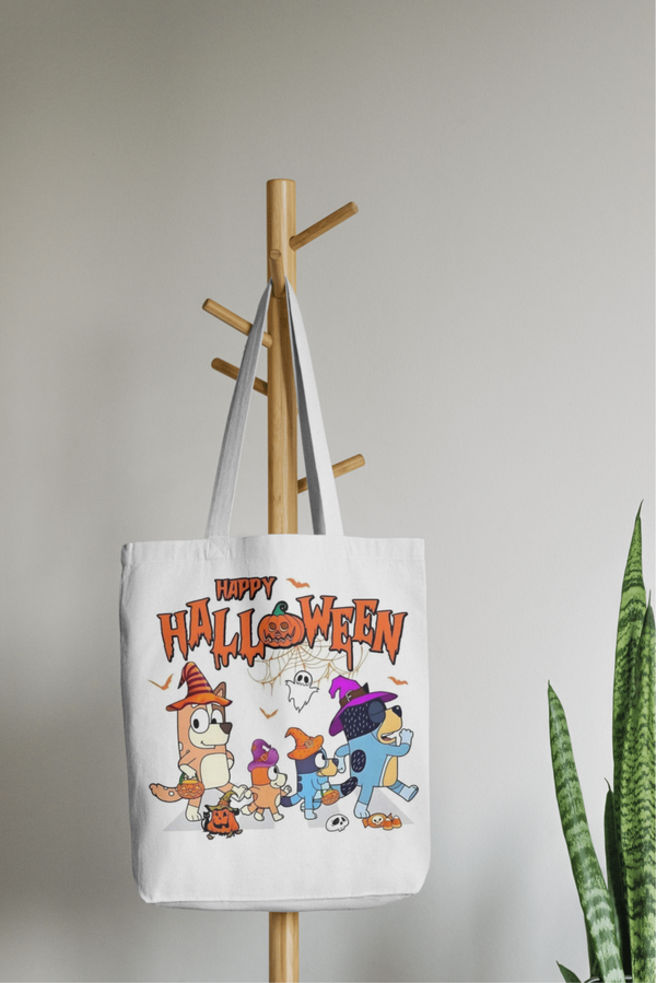 Halloween trick or teat canvas tote bag