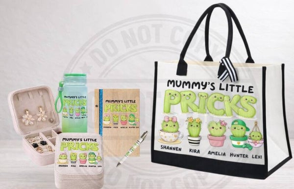 Little pricks cactus coordinated gift set – perfect for yourself or a gift for someone special. Customise with text