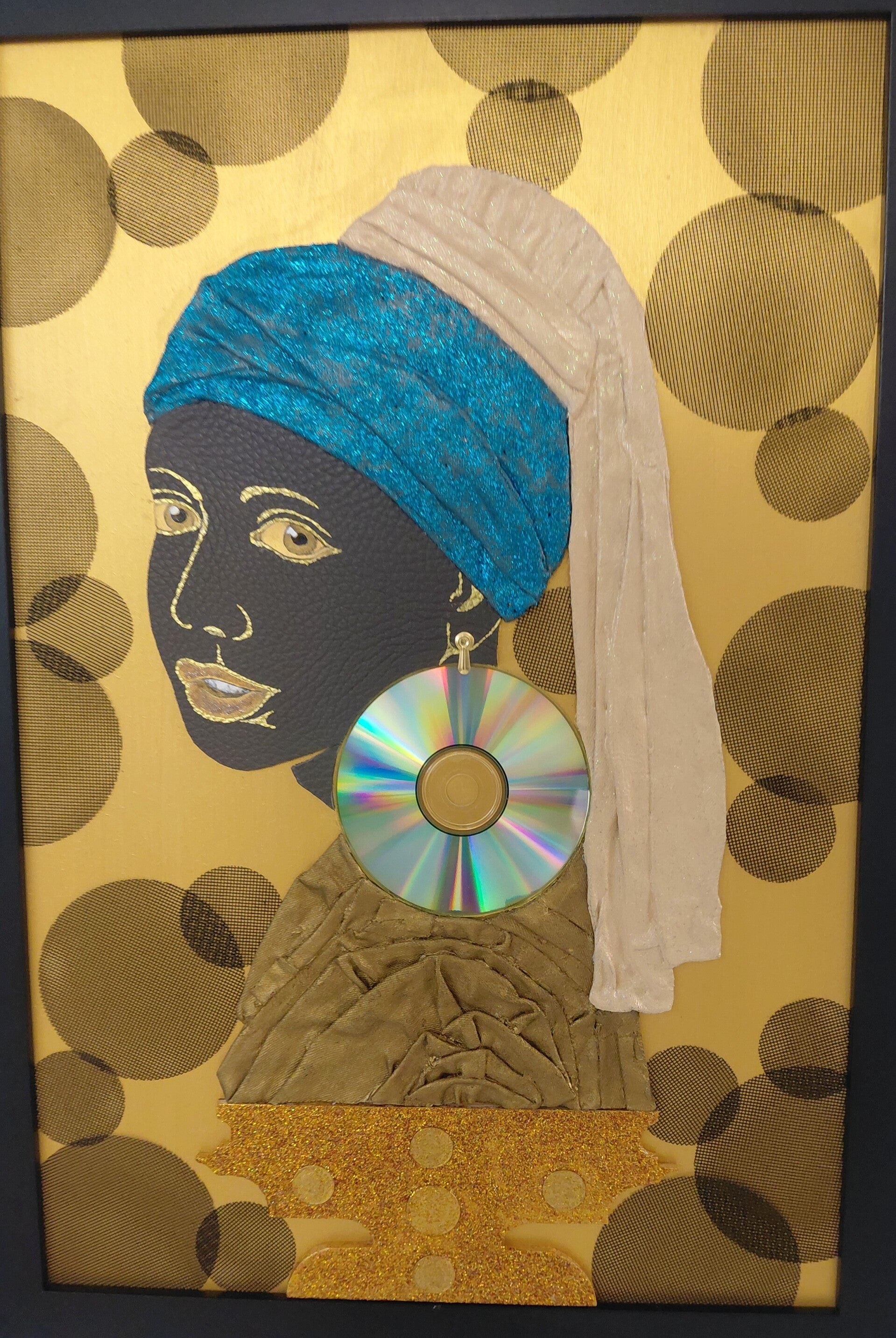 "The black girl with the compact disc earring"