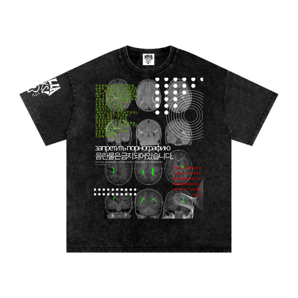 Brain On Porn 100% Cotton Oversized Vintage Wash T-Shirt