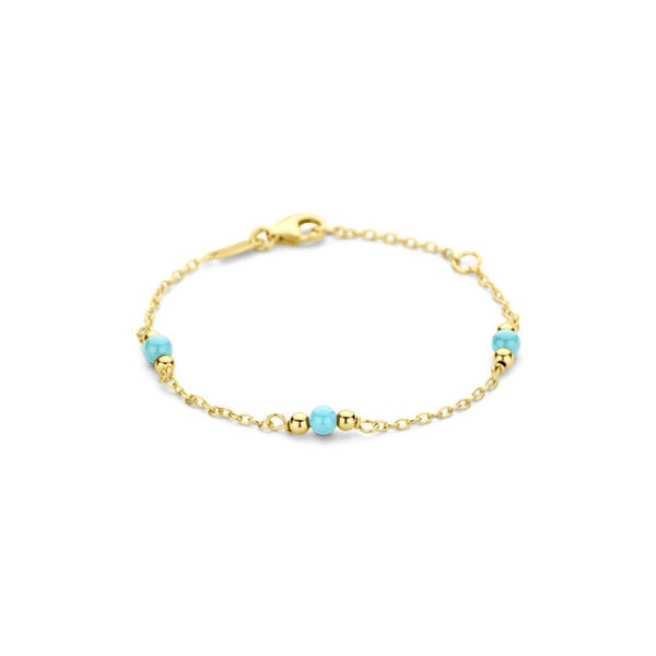 armband turquoise 11 - 13 cm 14k goud