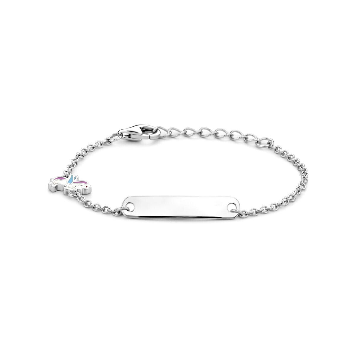 graveerarmband eenhoorn plaat 4,5 mm 11 + 2 cm zilver