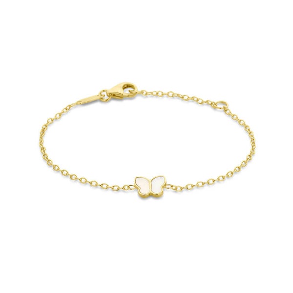 armband vlinder parelmoer 14k goud