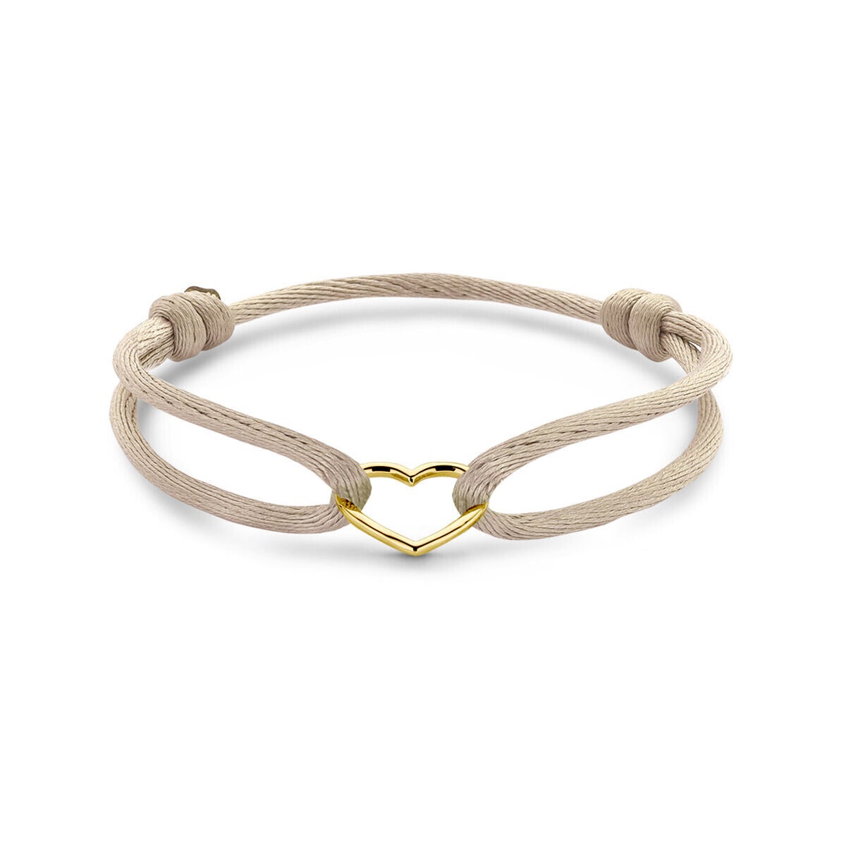 armband satijn beige hart 13 - 26 cm 14k