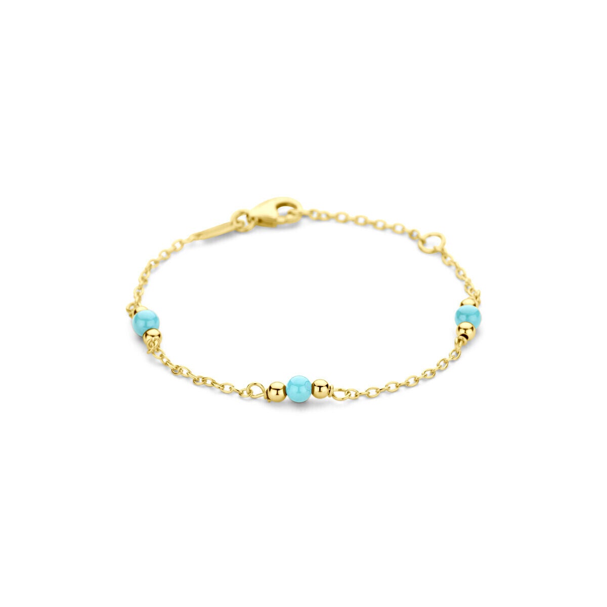 armband turquoise 11 - 13 cm 14k goud