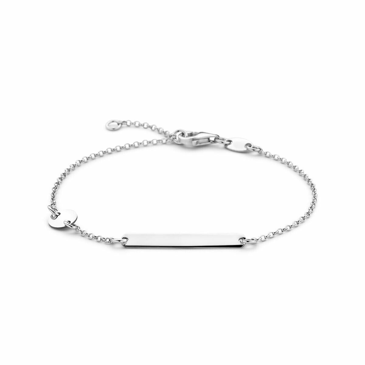 graveerarmband cirkel en plaat 3,5 mm 14 - 16 cm zilver