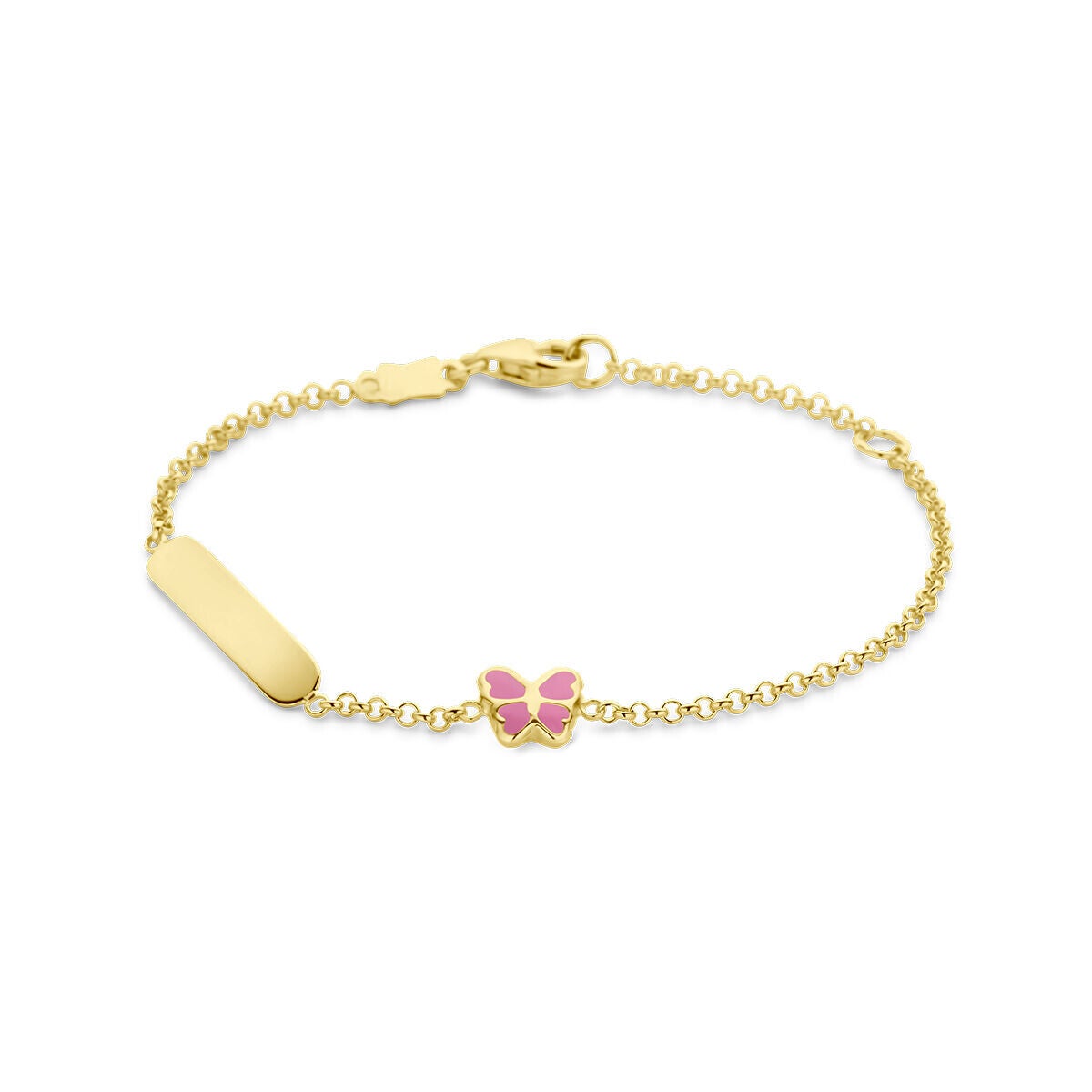 graveerarmband vlinder emaille en plaat 1,5 mm 11 - 13 cm 14k goud
