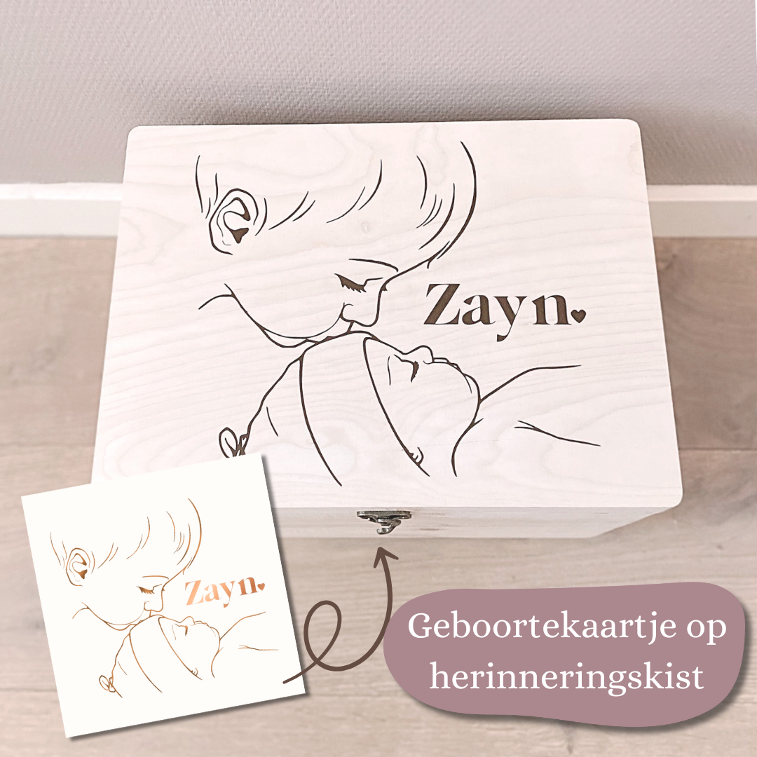 Geboortekist met geboortekaartje