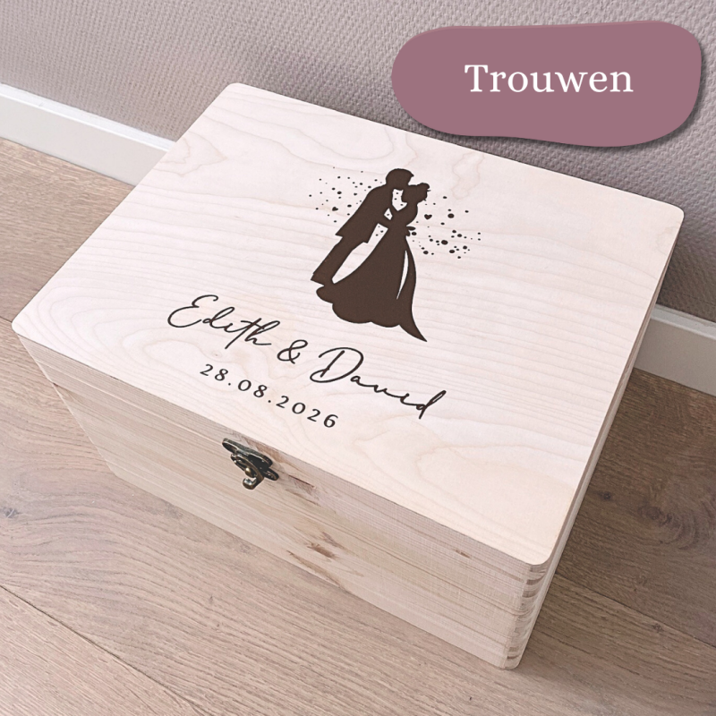 Gepersonaliseerde herinneringskist, geboortekist, memorybox, bewaarkist.