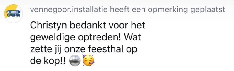 Recensie Vennegoor Installatie over het optreden van zangeres Christyn