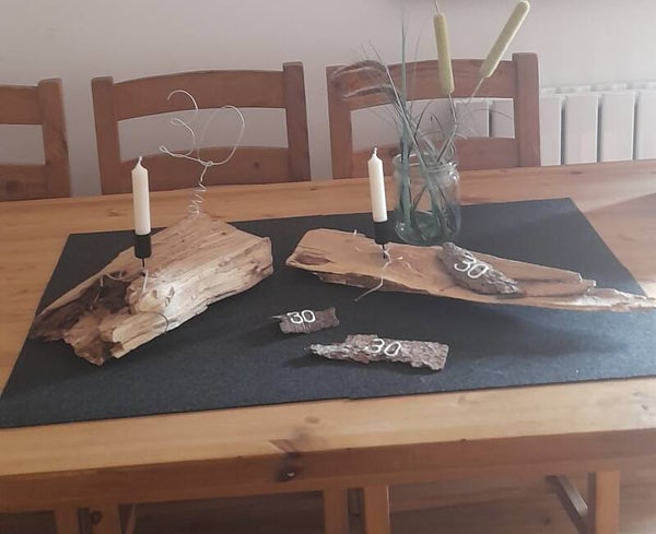 Kerzenhalter Holz groß Tischdeko