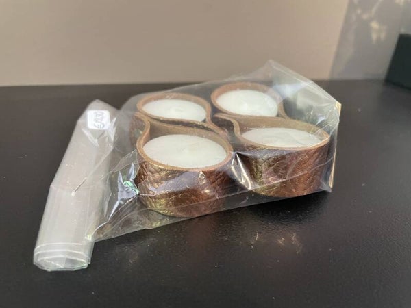 Leren theelicht koper