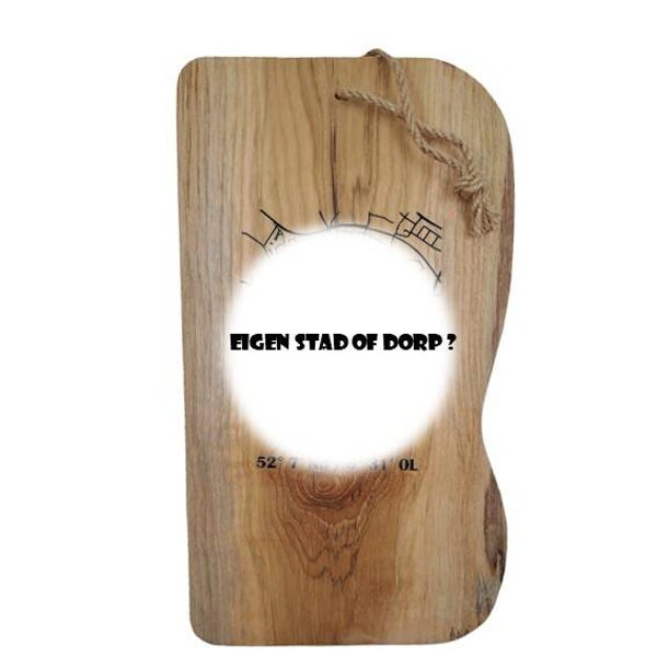 Teakhouten plank met stadsplattegrond eigen ontwerp