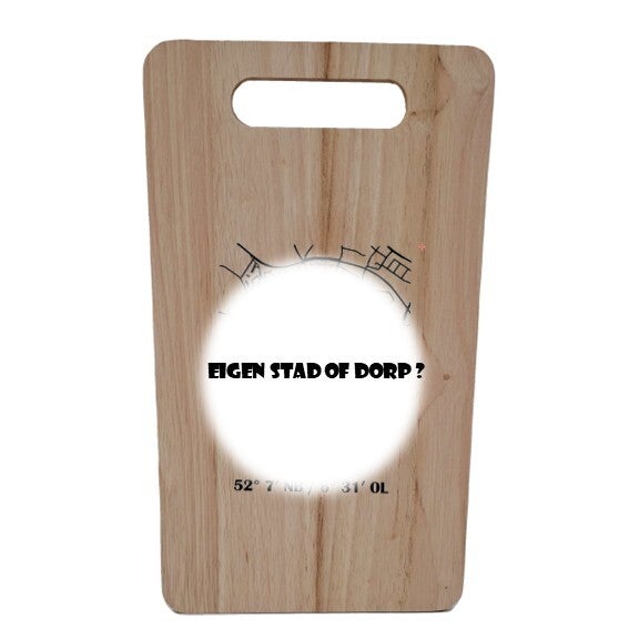 Rubberwood plank met stadsplattegrond eigen ontwerp
