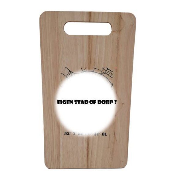 Rubberwood plank met stadsplattegrond eigen ontwerp
