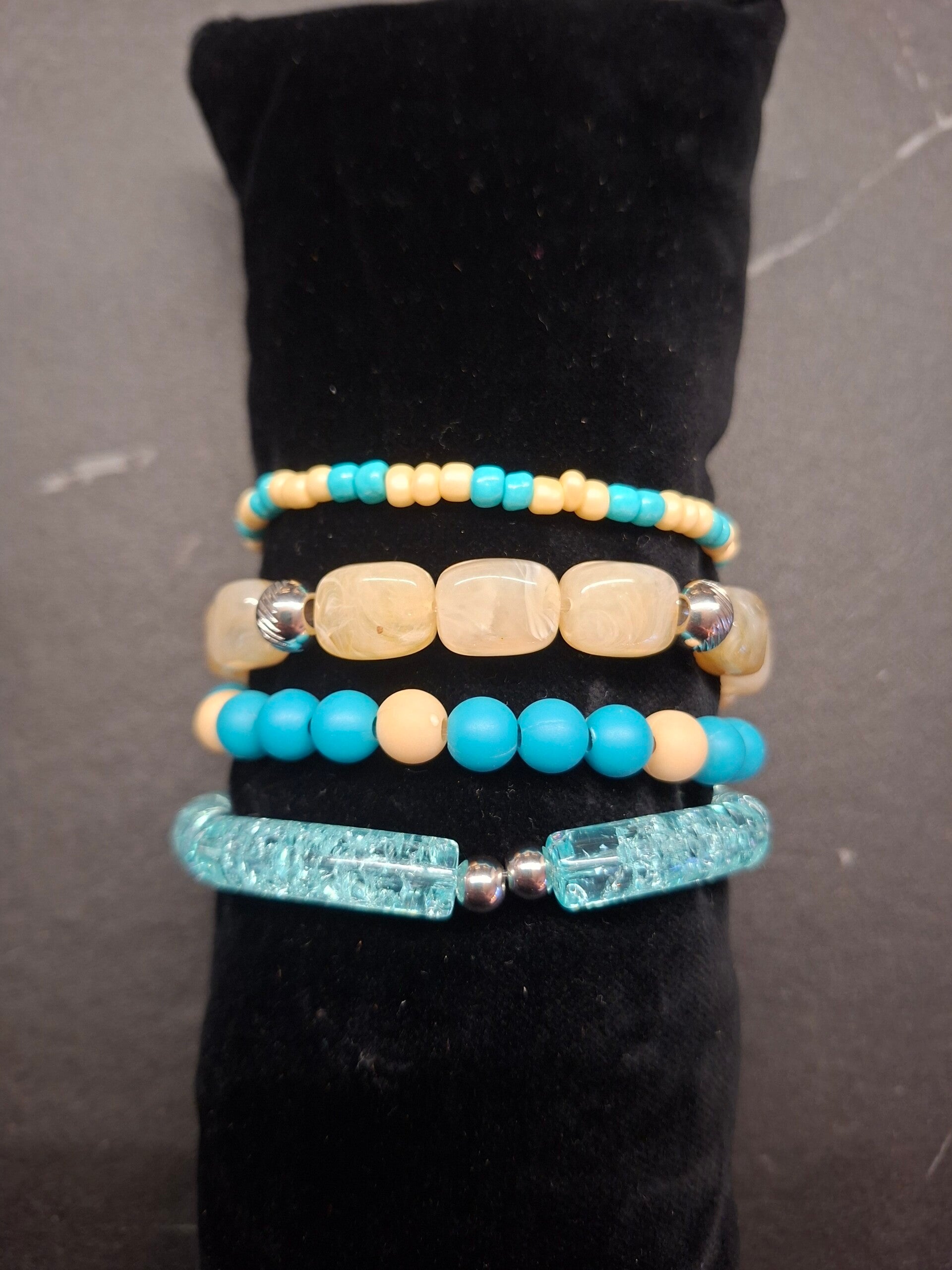 Set blauw/beige 4 stuks