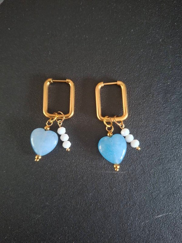 Oorbellen met blauw hart