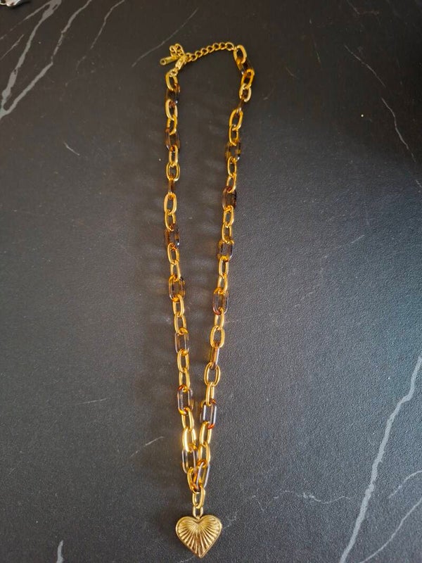 Schakelketting goud/bruin