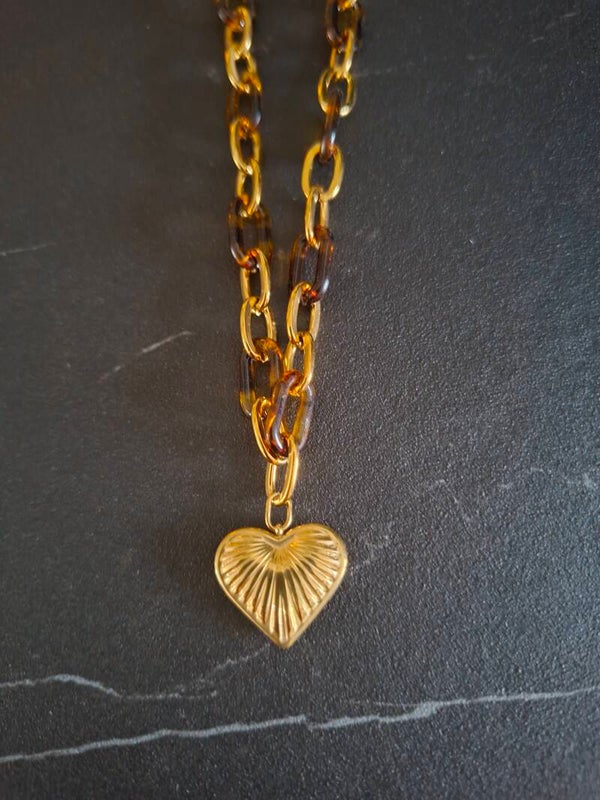 Schakelketting goud/bruin