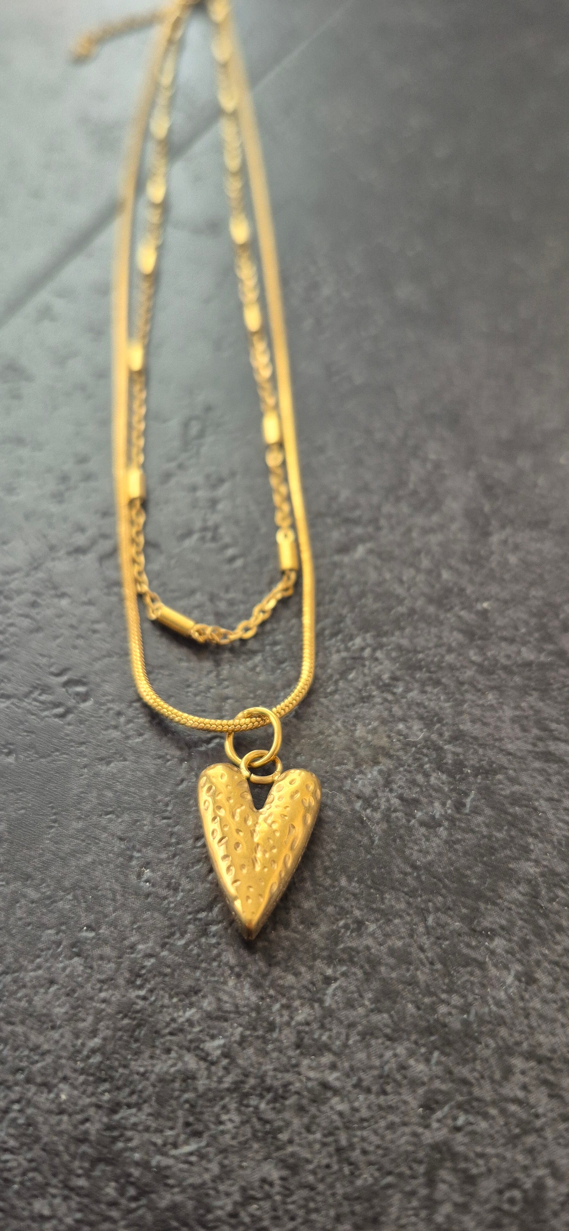 Dubbele ketting met hart