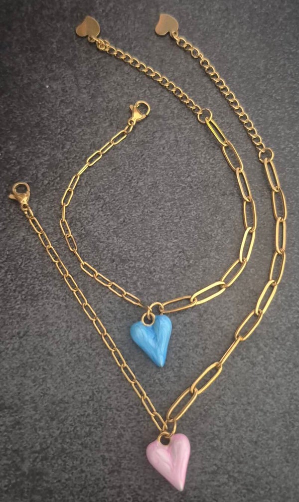 schakelarmband met gekleurd hartje