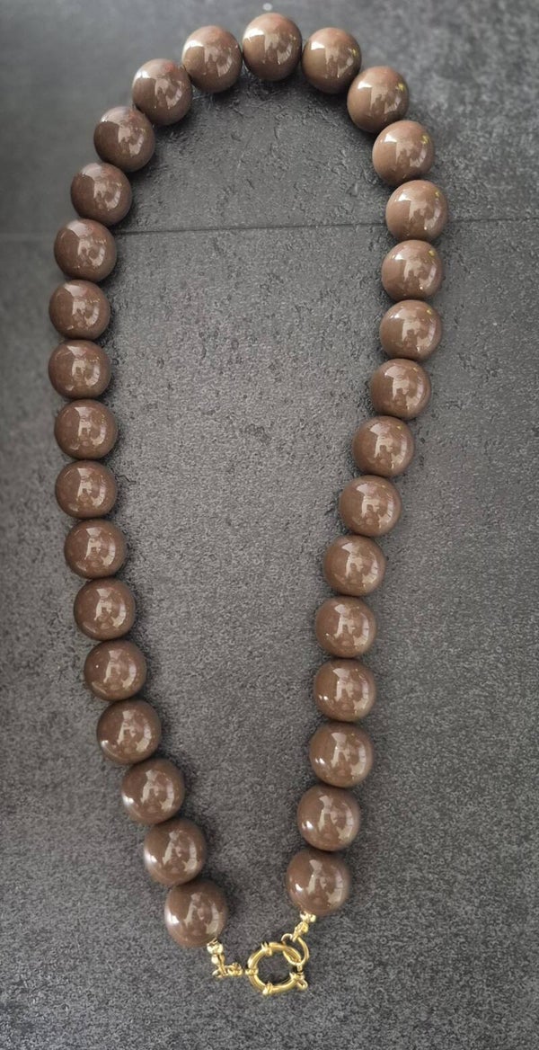 Acryl kralenketting met rvs gouden boeislot
