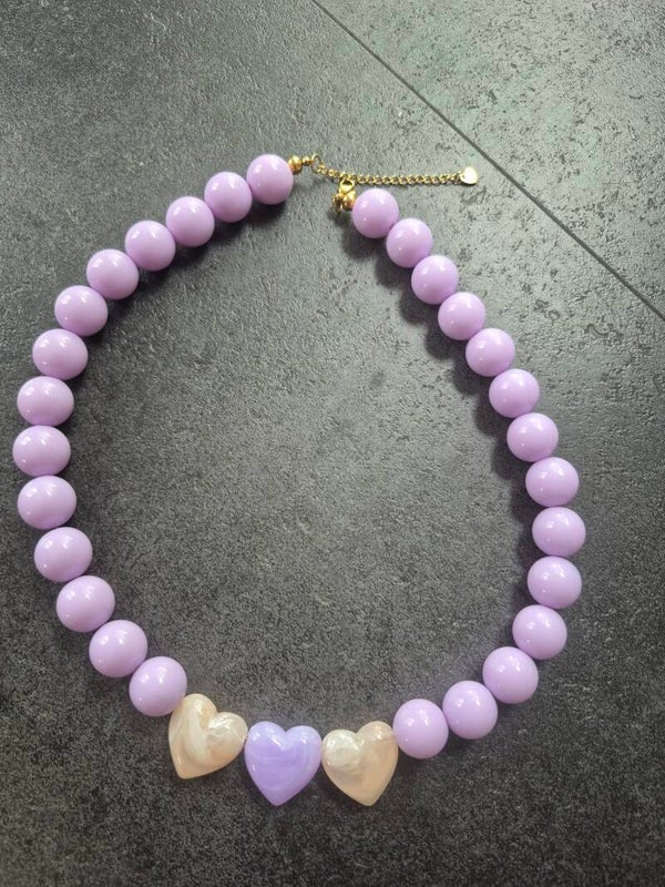 verstelbare acryl kralen ketting lila