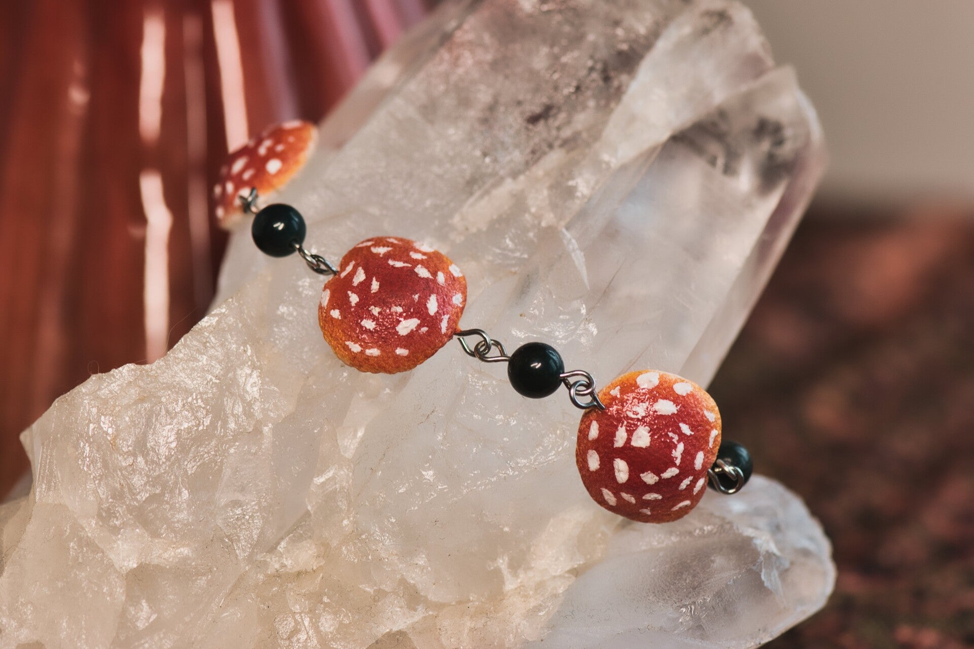 Mushroom charm bracelet
