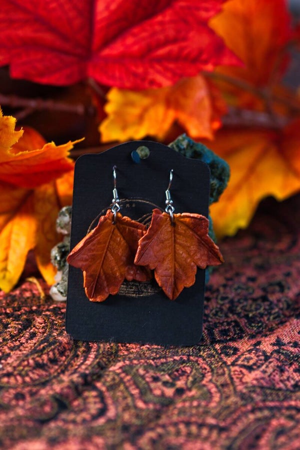 Maple-leaf earrings