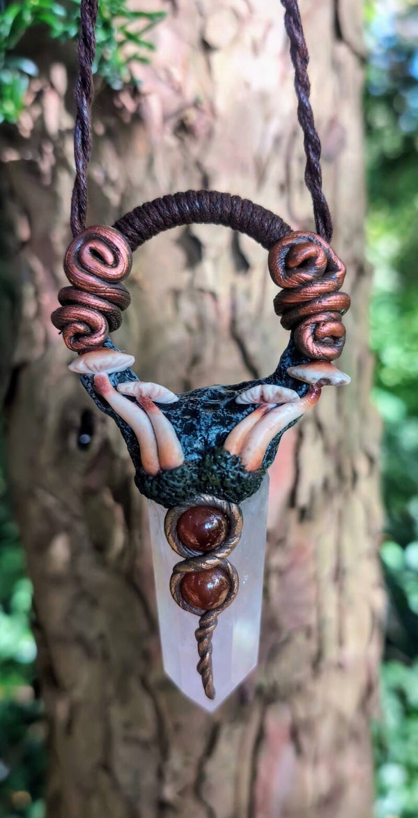 Mushroom Tower Talisman (Rosequartz and Carnelian)
