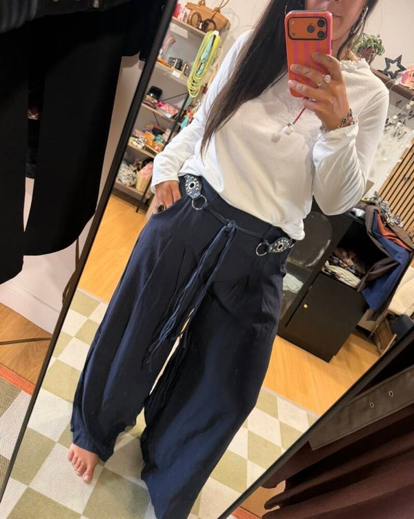 Pantalón ancho cinturon