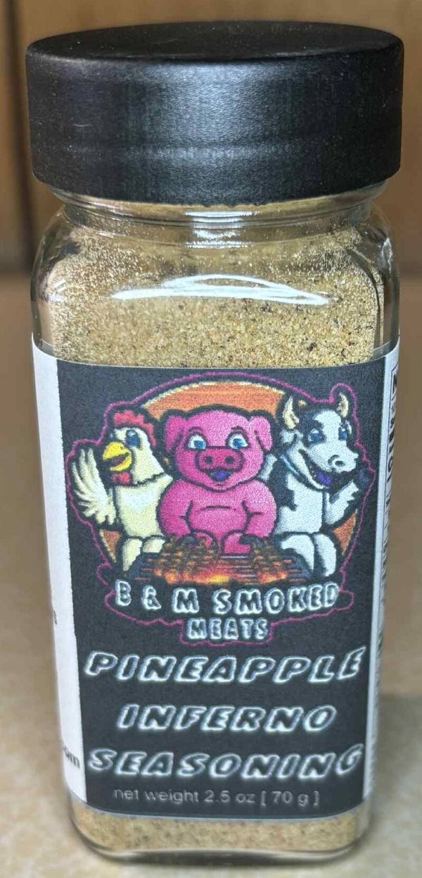 2.5oz jar Pineapple Inferno Seasoning. No MSG, Gluten Free