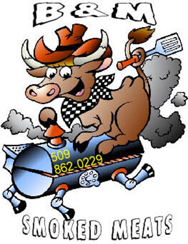 3" round b&m sticker cow