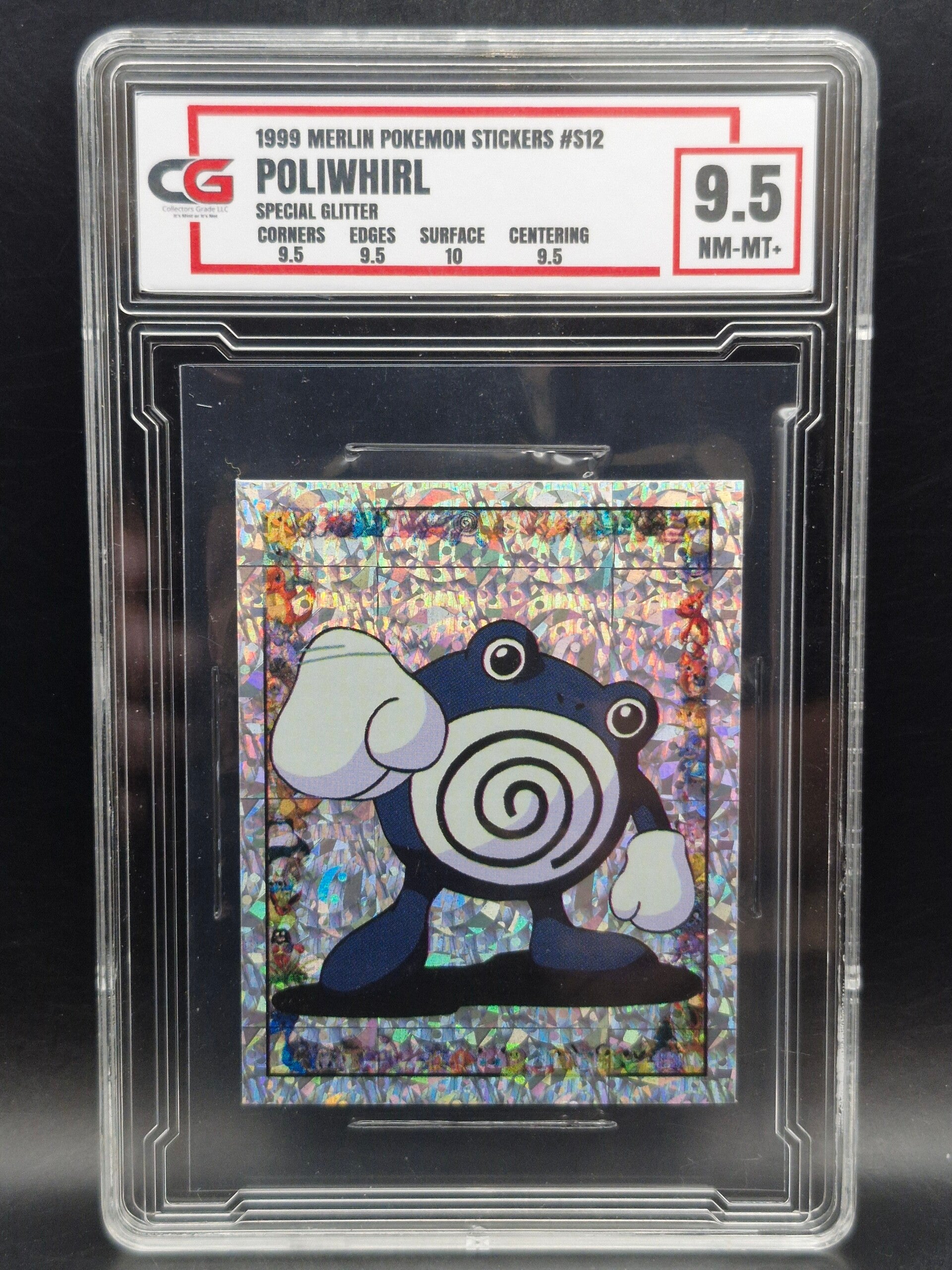 Poliwhirl 1999 pokemon sticker special glitter #s12 CG 9.5
