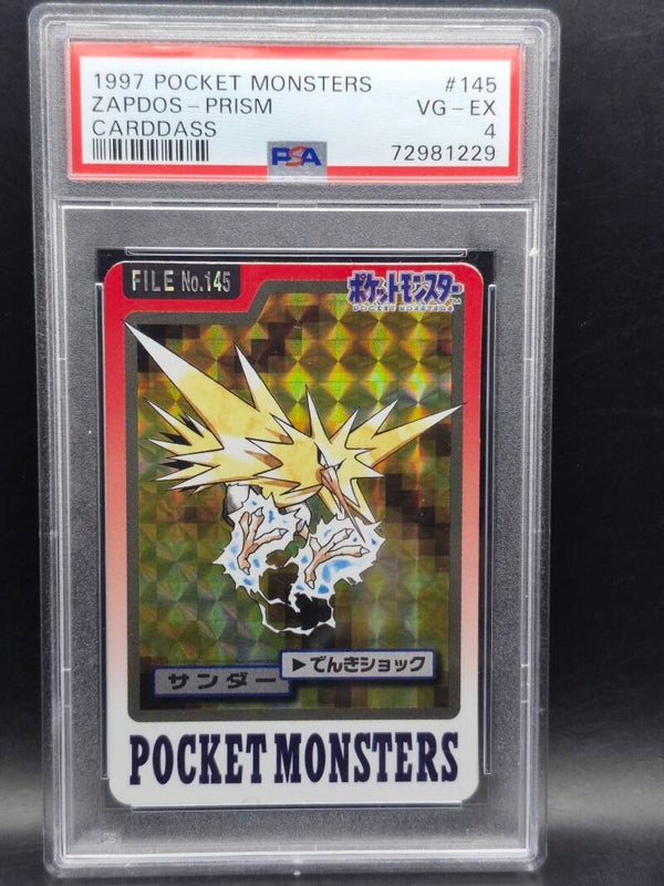 Zapdos prism 1997 pocket monsters carddass #145 PSA 4