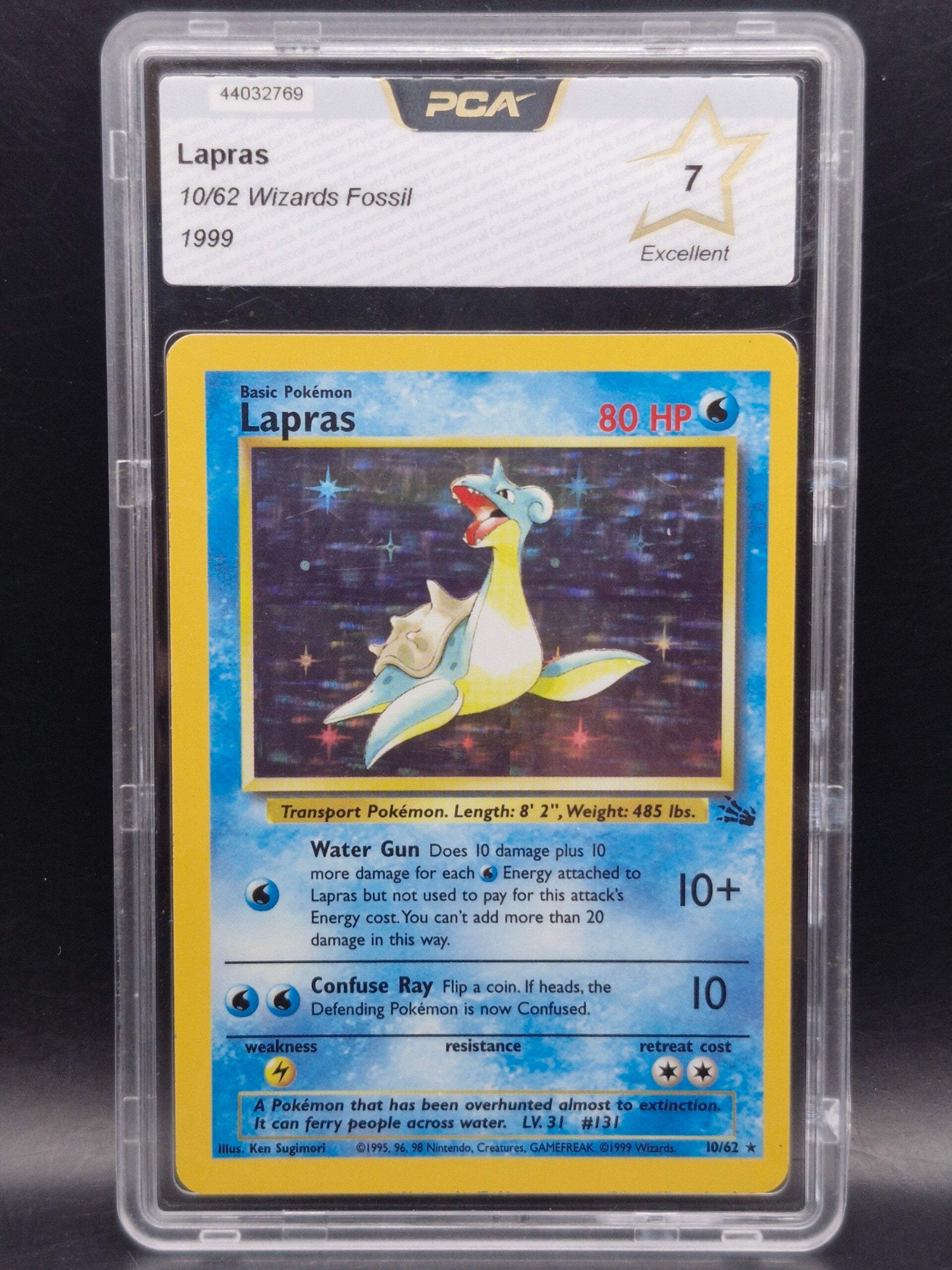 Lapras 1999 holo wizards fosssil #10 PCA 7 excellent