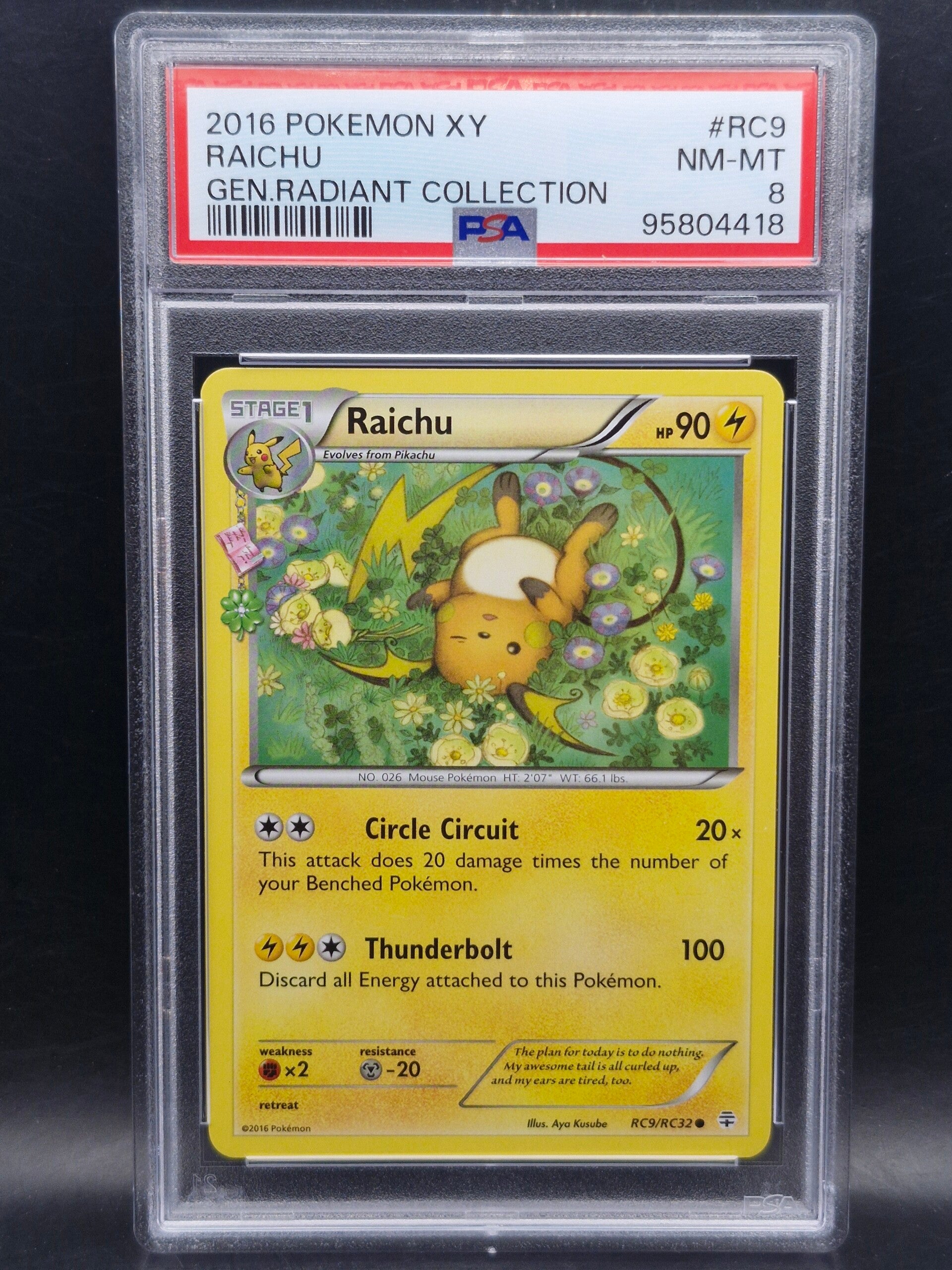Raichu 2016 pokemon XY radiant collection #RC9 PSA 8