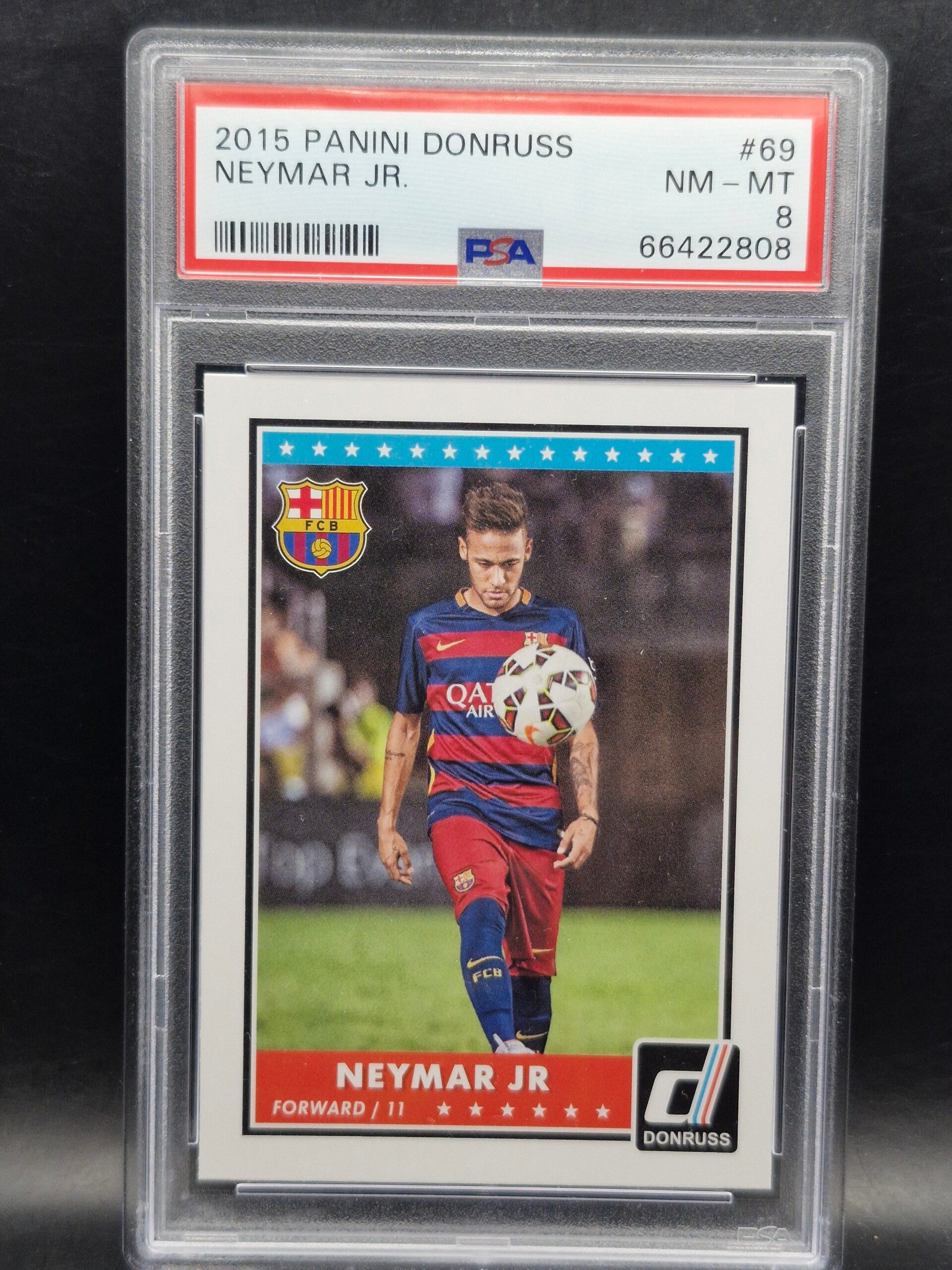 Neymar jr 2015 panini donruss #69 PSA 8