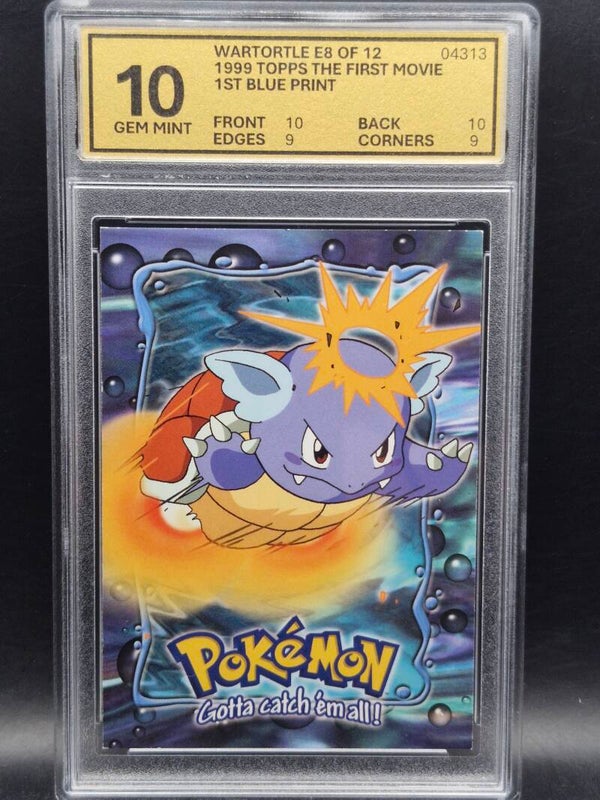 Wartortle 1999 topps the first movie #e8 woetoe grading 10