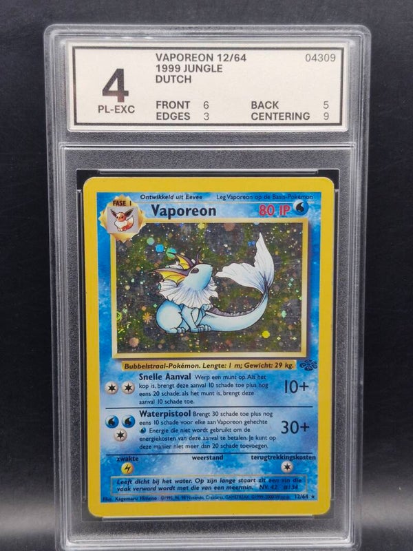 Vaporeon 1999 jungle dutch holo #12 woetoe Grading 4