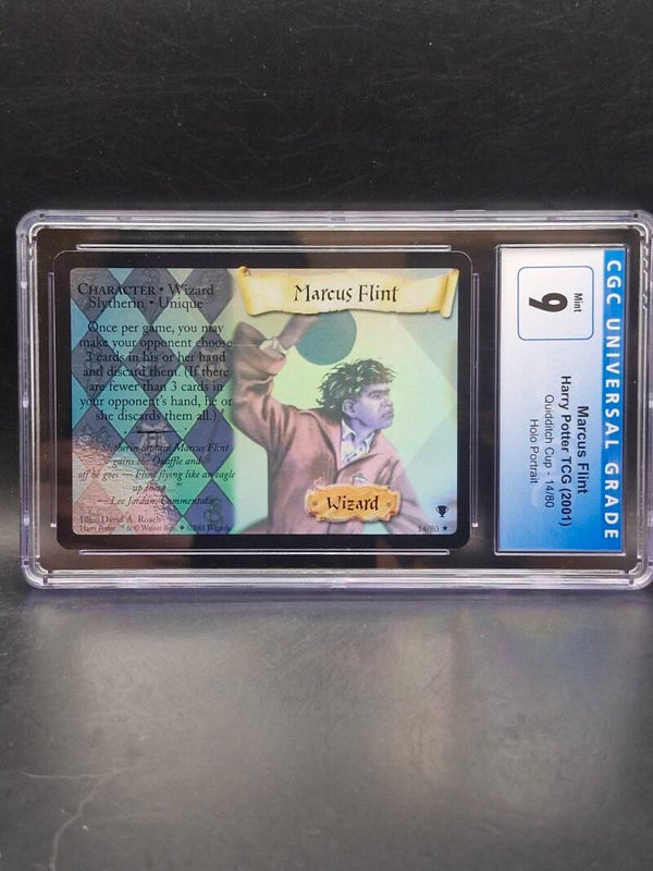 Marcus flint harry potter tcg 2001 holo portrait #14 cgc 9