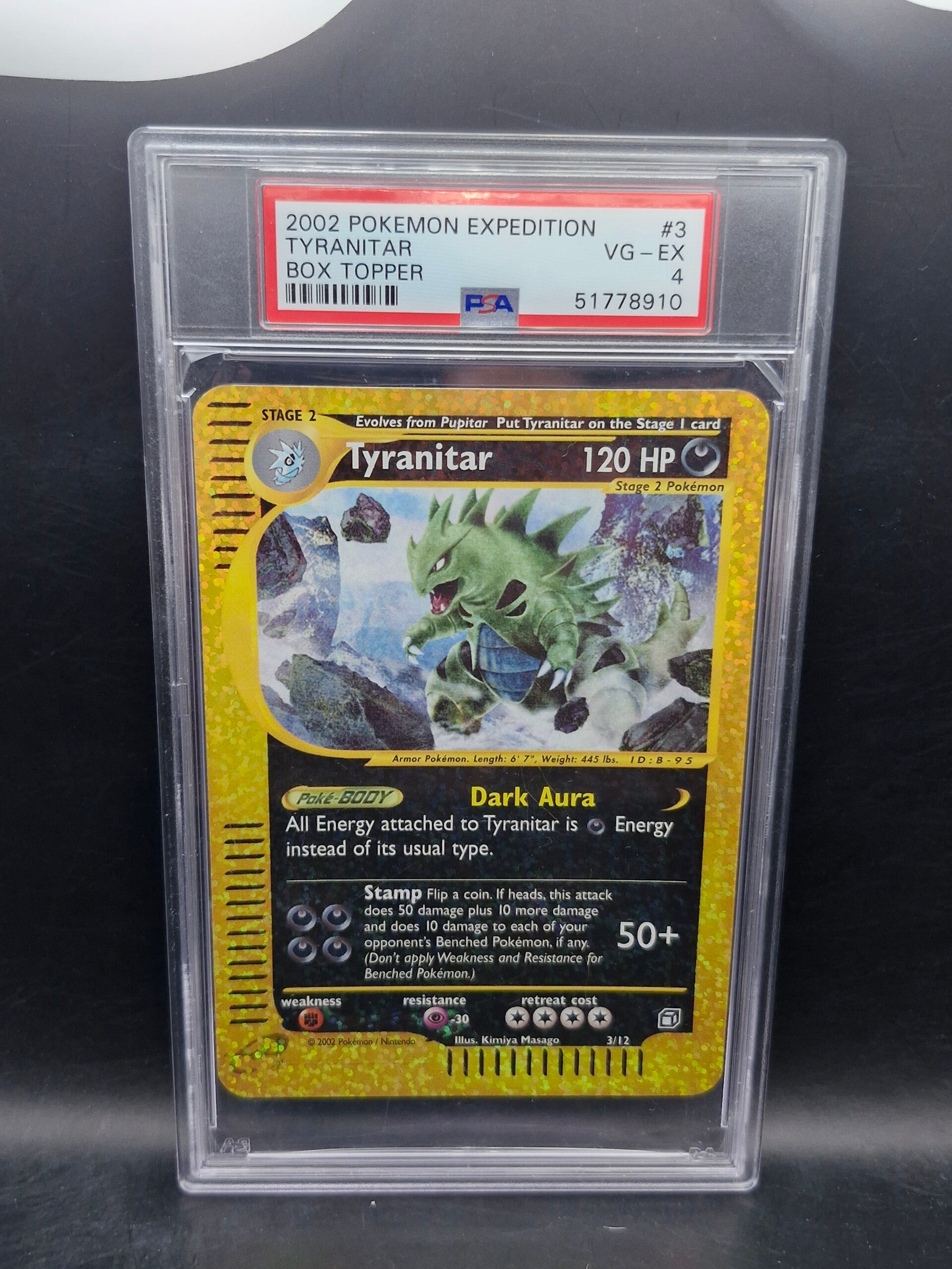 Tyranitar 2002 expansion box topper #3 PSA 4