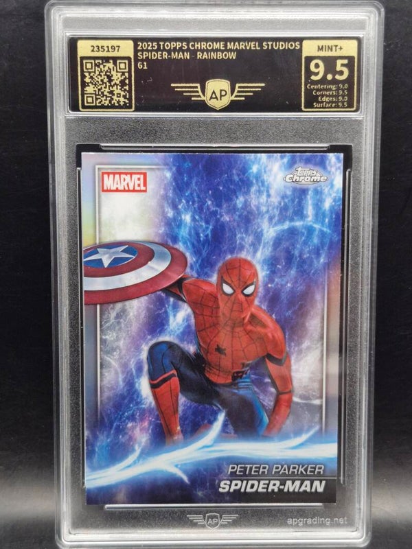 Spider man rainbow 2025 topps chrome marvel #g1 AP 9.5