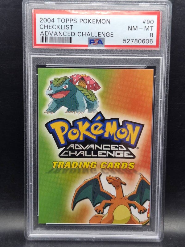 Advanced challenge 2004 topps pokemon checklist #90 PSA 8