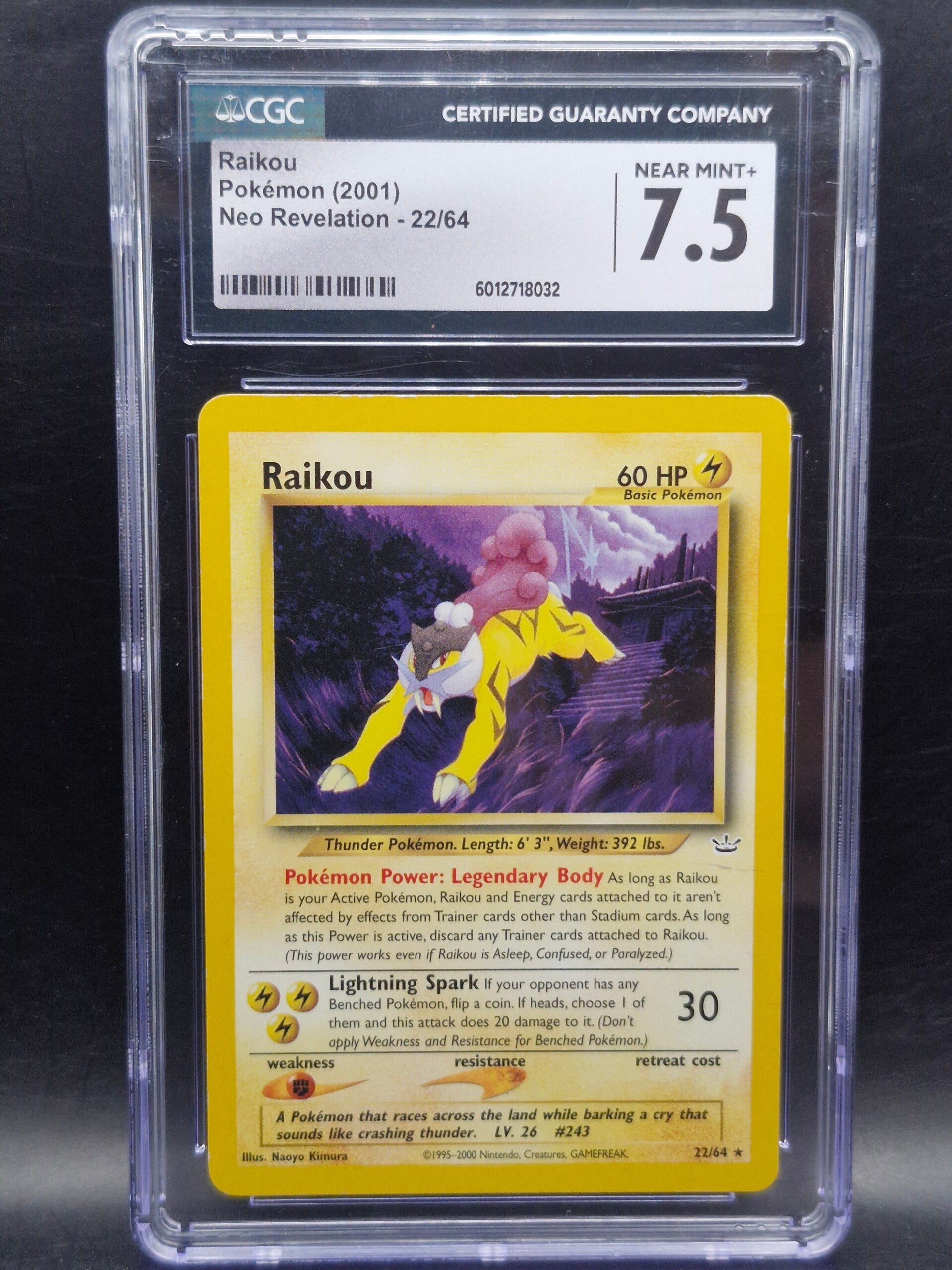 raikou neo revelation 2001 pokemon #22 CGC 7.5