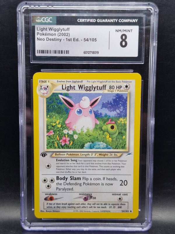 Light wigglytuff neo destiny 1st edition #54 CGC 8