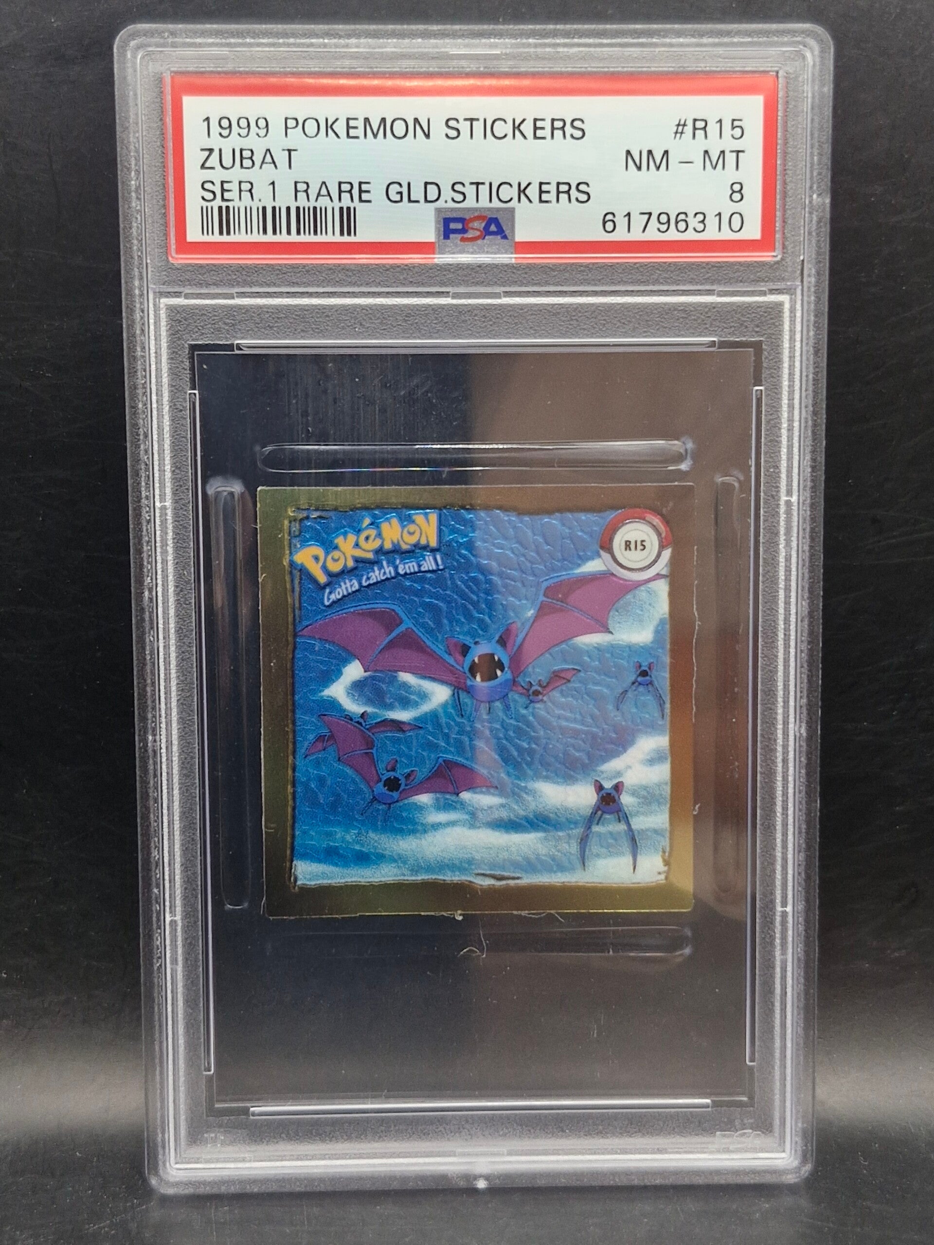 zubat 1999 Series 1 rara gold sticker pokemon #r15 PSA 8