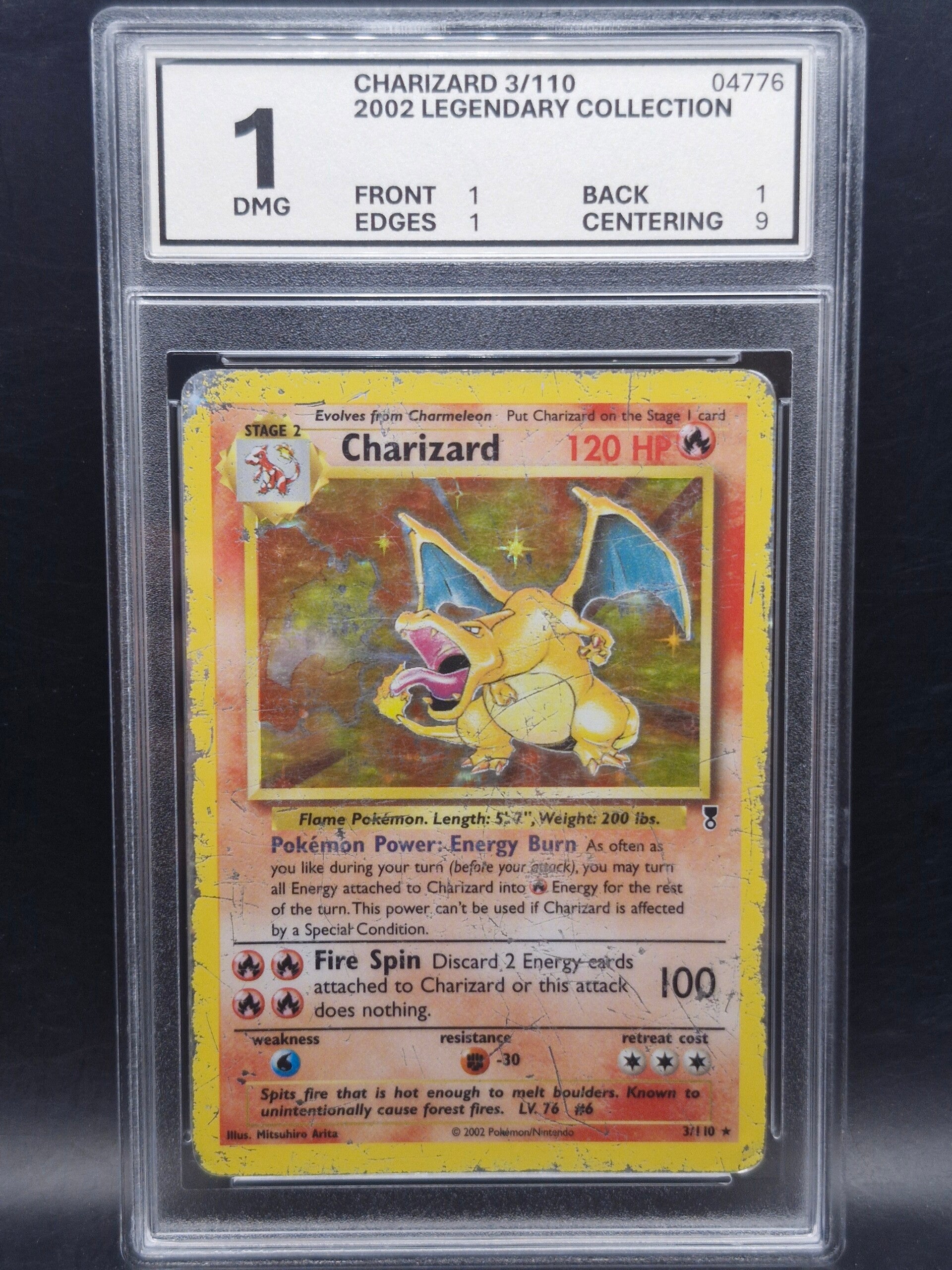 Charizard 2002 Legendary Collection holo 3/110 Slab Graded 1